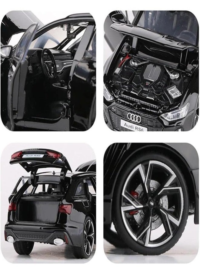 بلس بوينت سيارة لعبة PLUSPOINT RS6 Avant مصبوبة من المعدن، نموذج بمقياس 1:24، سيارة خارقة محاكاة تعمل بالسحب للخلف مصنوعة من سبيكة معدنية مع أضواء وصوت، مناسبة أيضًا للوحة القيادة، للأطفال والكبار (1:24RS6-أسود) - Image 3